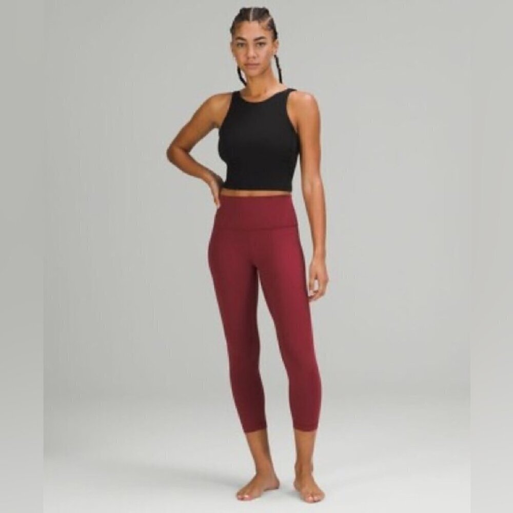 Lululemon Mesh Panel Crop Leggings - Size 4, Burgundy